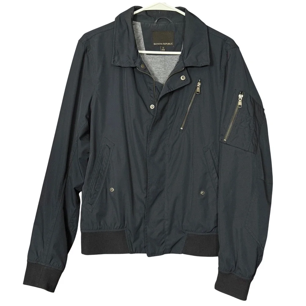 Banana Republic Modern Flight Bomber Jacket Lined Heritage Navy Mens‎ S Nautical